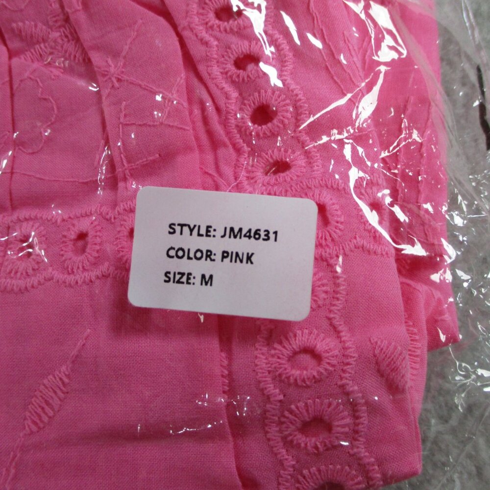 J Marie Presley Eyelet Midi Dress Womens Medium Pink Lace Lined NEW - Picture 4 of 6